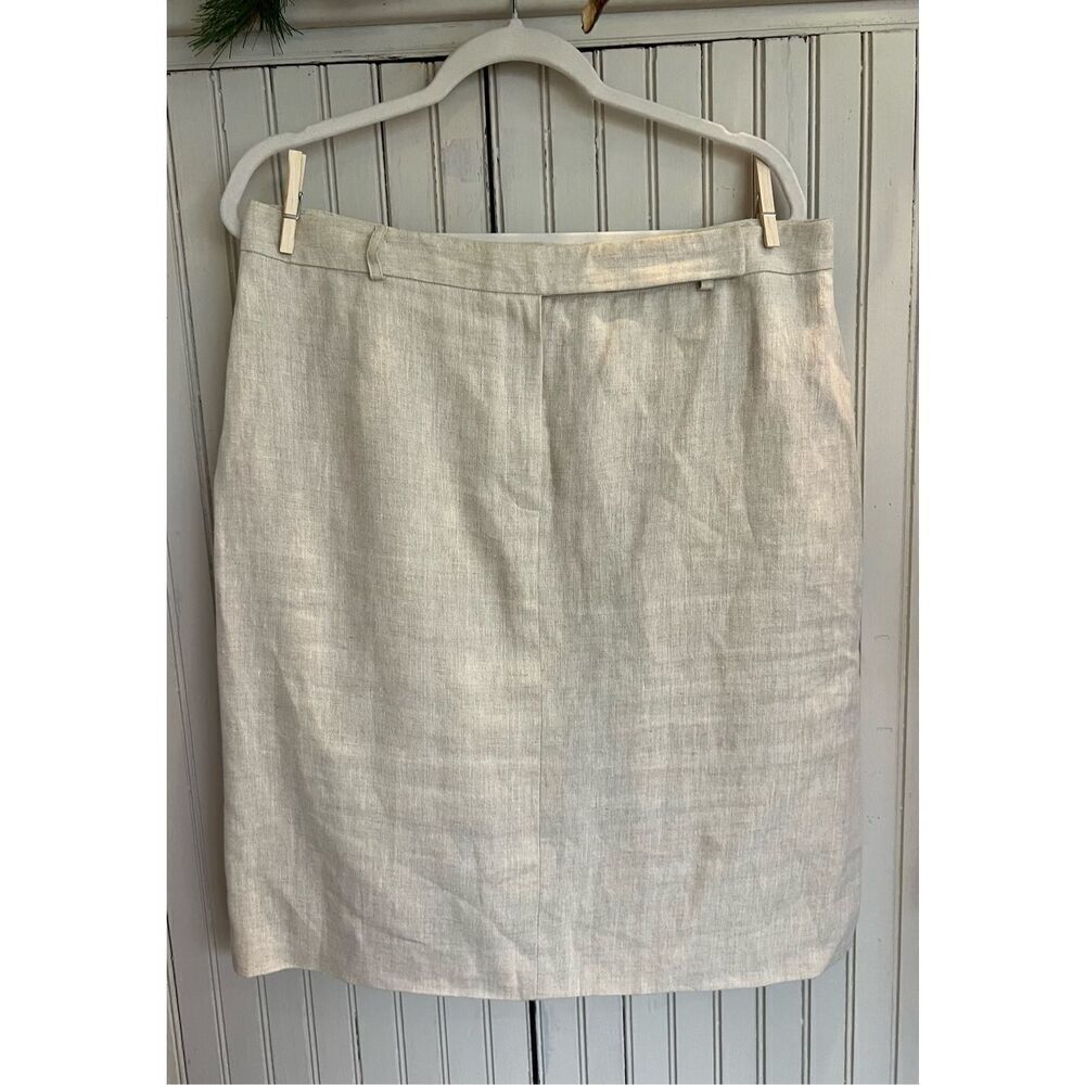 Brooks Brothers Neutral Linen Maxi Skirt with Center Slit - Picture 2 of 5